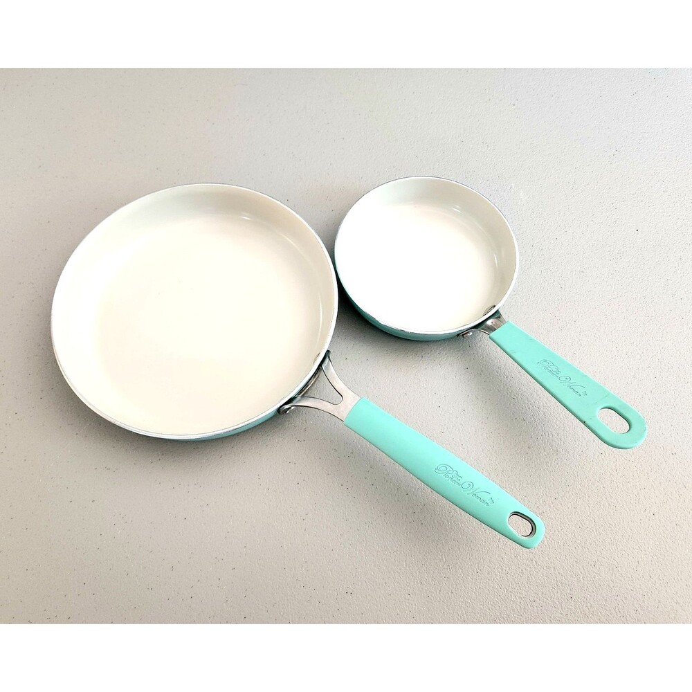 PIONEER WOMAN 2-Pc Nonstick Enamel Aluminum Skillet Fry Pan Set 8" & 5 1/2" **